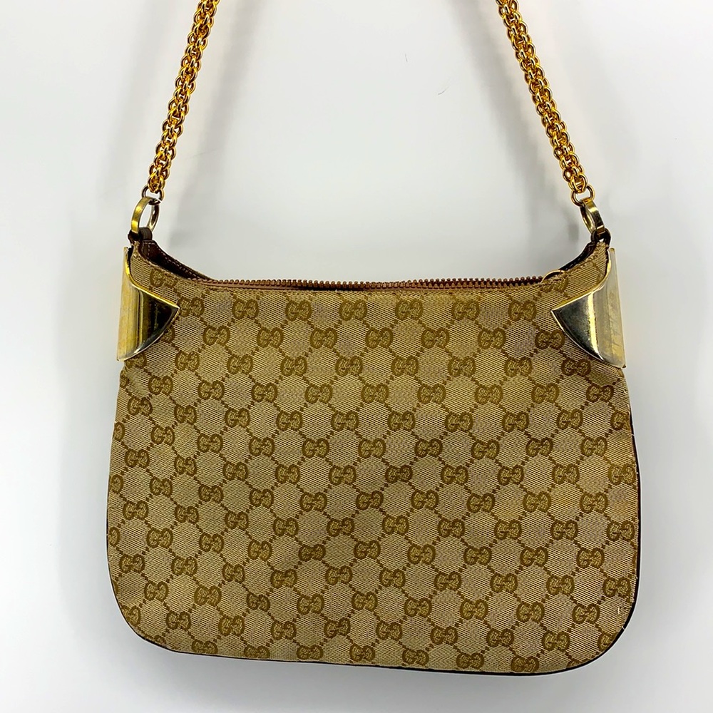 Vintage GUCCI Monogram Shoulder Bag With Chain Strap
